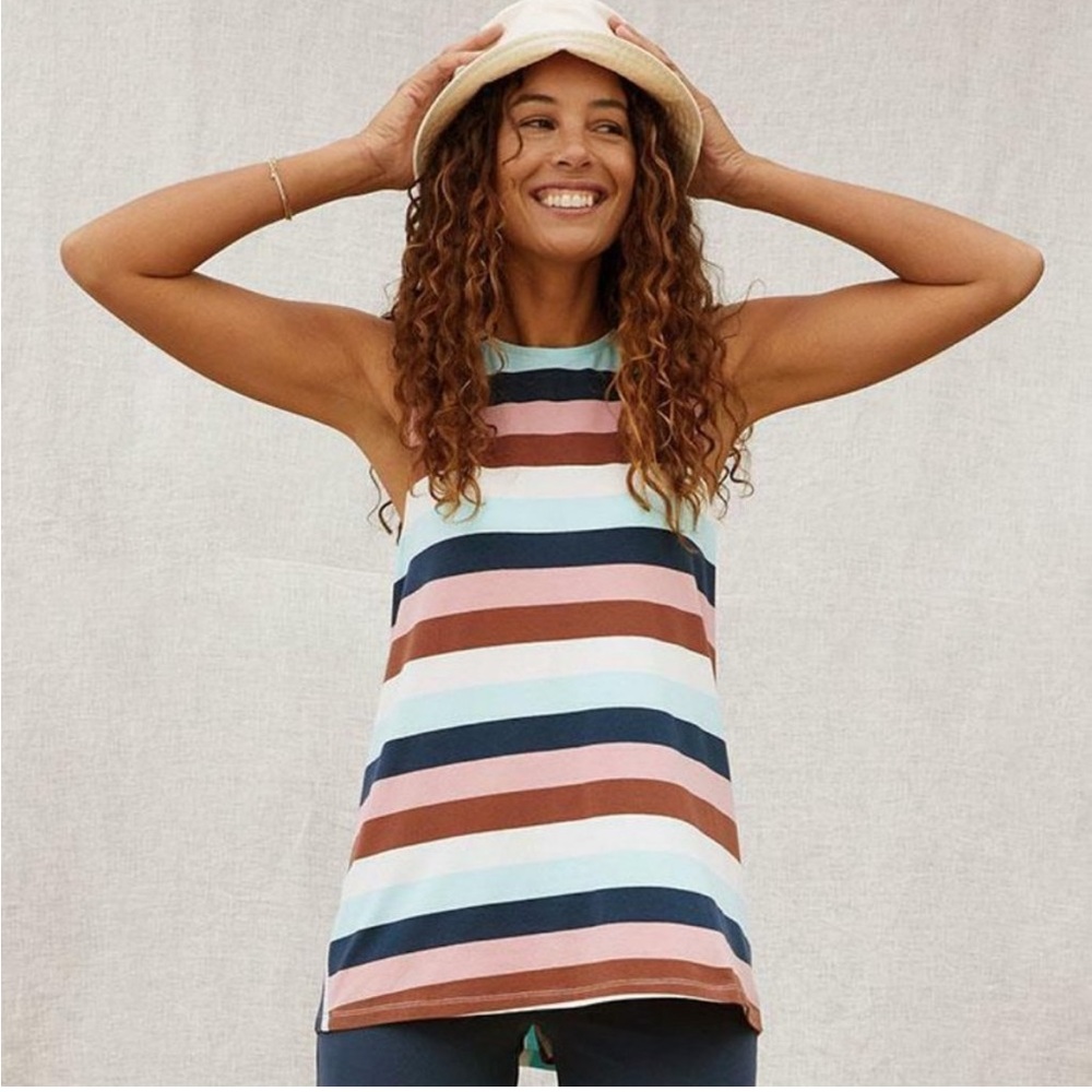 LIKE NEW Matilda Jane Sierra Women's Sleeveless Multi-Striped Tie-Back Tank M